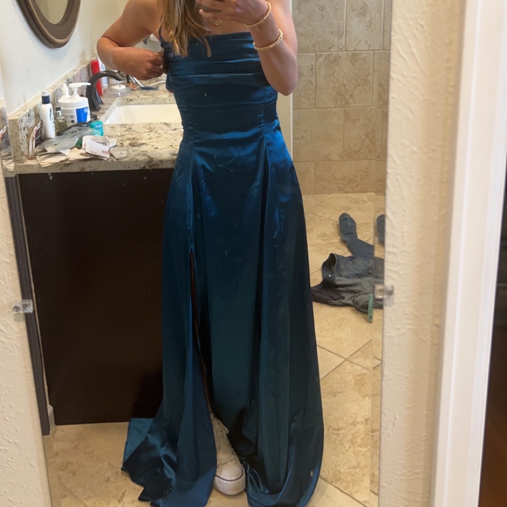 Dena Pleated Maxi Dress in Teal